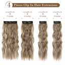 REECHO Hair Extensions, 4PCS Clip in Hair Extensions HE001 Natural Soft Synthetic Hairpieces for Women (20 Inch-200 Gram (Pack of 4), Ash Brown with Platium Highlights)