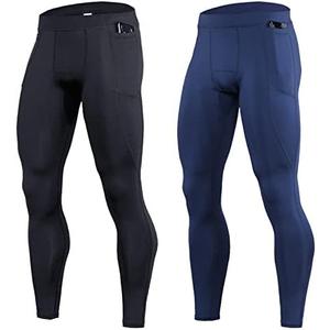 OEBLD Compression Pants Men UV Blocking Running Tights 1 or 2 Pack Gym Yoga Leggings for Athletic Workout Size S/M