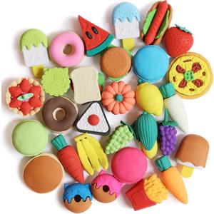 Mr. Pen- Mini Food Erasers for Kids, 30 pcs, 3D Mini Erasers for Kids, Non-Toxic & Safe for Children, No Smudge (Bright 1)