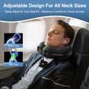 Travel Neck Pillow for Airplane Sleeping 360 Head Support Prevents Bobbing, 100% Memory Foam Ergonomic Neck Cushion with No-Case-Needed Carry Strap for Long Flights & Car Washable Cover (Black)