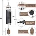 Wind Chimes Outside Deep Tone, 45 in WindChimes Large with 6 Heavy Tubes, Large Deep Tone Wind Chime Outdoor for Garden Hanging Dcor,Sympathy Gifts, Black