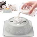 Slow Feeder Dog Bowls, Anti-Slip Dog Lick Bowl with Interactive Rolling Ball, Anxiety Relief Liquid Treat Feeder, Bone Broth Yogurt Licking Toy for Small Medium Large Dogs and Cats (Gray)