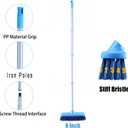 YONILL Deck Brush with Long Handle - Floor Scrub Brushes for Cleaning Shower, Stiff Bristle Scrubbing Brush, 50" Floor Scrubber Brush for Bathroom, Bathtub, Tub, Tile Floors, Garage and Patio