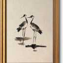 VIYYIEA Vintage Gold Framed Wall Art for Living Room, Two Cranes Canvas Prints Home Decor, Ink Painting Picture, Bedroom Wall Decor Gifts for Friends or Family -Two Cranes-(16L x 12W)