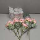 Domensi 6 Sets Wedding Floral Centerpiece for Table Decor, Artificial Peonies Silk Flowers Bouquet with Flower Foam and Metal Vase Faux Floral Arrangement for Bridal Shower Tea Party (Light Pink)