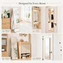 57x16" Full Length Mirror Floor Stand,Over the Door,Wall Mounted Silver