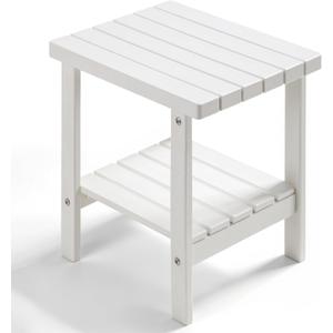 PASAMIC 2-Tier Adirondack Square Side Table, HDPE Outdoor End Tables, Weather Resistant Side Table for Patio, Backyard, Pool, Indoor Companion, Beach, Easy Maintenance