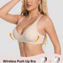 Waitgirl No Underwire Bras for Women Deep V Jelly Bra with Support Full Coverage Push Up Bralettes Cream X-Large
