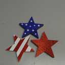 4th of July Tiered Tray Decor Wooden Star Set, 3 Pcs Memorial Day Table Decorations, Rustic Patriotic Tabletop Home Decor, Red White and Blue Decorations for Home (Shiny)