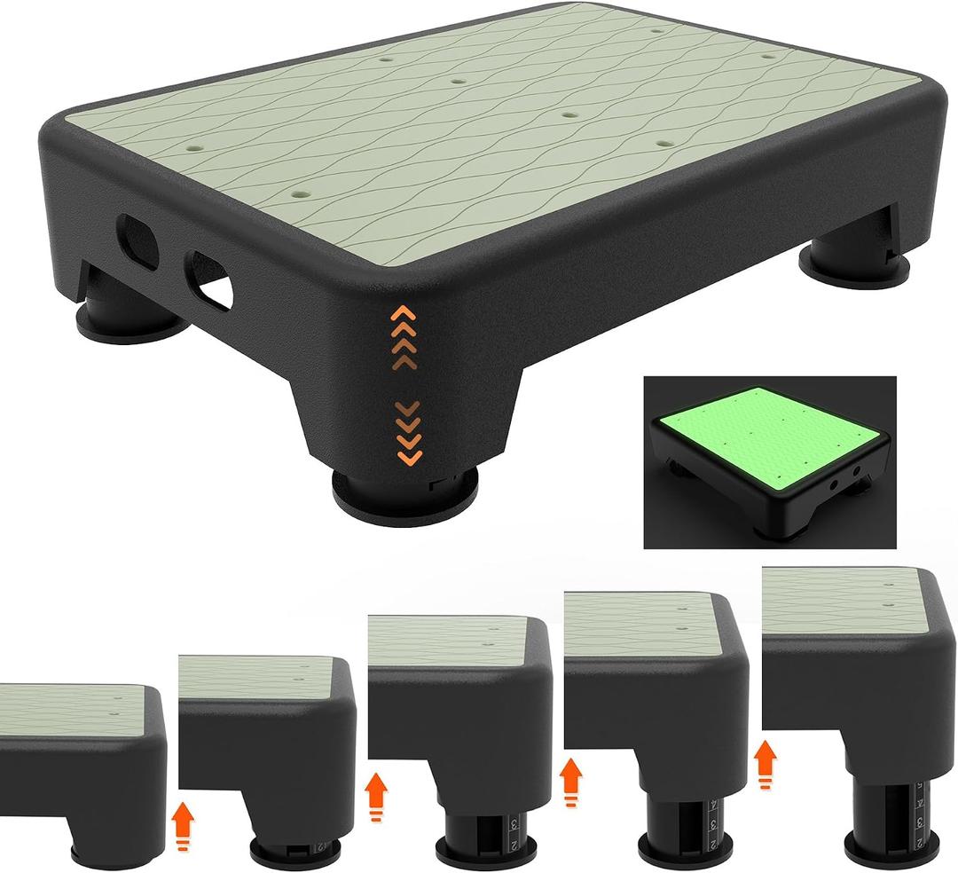 5-Level Adjustable Step Stool, Noctilucent Bedside Step, 700 LBS Capacity Safety Step Platform, Indoor and Outdoor Foot Stool for Seniors and Kids, Wide Step Stools Elderly Assistance at Night