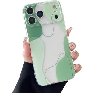 DEFBSC Compatible with iPhone 17 Pro Case, Soft Shaped Art Design with Built-in Bumper Protective Phone Case, Cute Slim TPU Cover Designed for iPhone 17 Pro Case,Green