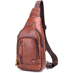 Hebetag Leather Sling Bag Hiking Daypack for Men Women Outdoor Travel Camping Fishing Crossbody Shoulder Chest Pack Backpack