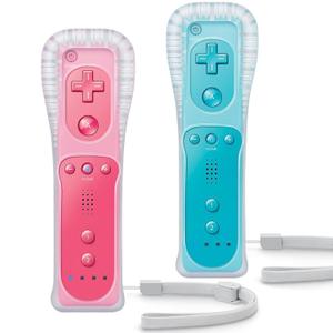 TIANHOO Remote Controller for Wii & Wii U, with Silicone Case and Wrist Strap, 2 pack (Pink & Blue)