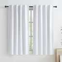 KEQIAOSUOCAI Short White Blackout Curtains Natural Back Tab Rod Pocket Narrow Curtain Panels for Small Window Cafe Kitchen Curtains 45 Inch Length, 2 Panels, White, W34 x L45