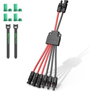 Solar Connectors for 3 Solar Panels, IP68 Waterproof Solar Panel Connectors Splitter, 6 to 2 Y Branch Parallel Adapter for Solar Cable Extension