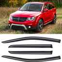 Rain Guards for 2009-2020 Dodge Journey, Out-Channel Window Visor Shields Vent Deflector Shade Wind Dark Smoke 2010 2011 2012 2013 2014 2015 2016 2017 2018 2019, Tape-On Outside-Mount, 4PCS