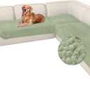 Arfntevss Corner Sectional Couch Covers Plush Chenille L Shape Sofa Cover Thick Soft Slipcovers 3 Pieces Anti Slip U Shaped Sectional Cover Fluffy Fuzzy Furniture Protector (XX-Large, Sage Green)
