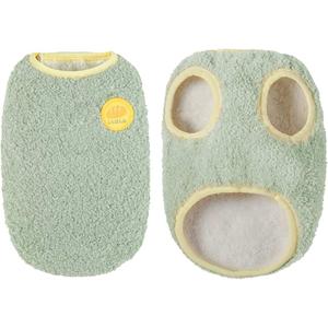 Warm Plush Dog Vest for Winter Soft Fleece Lining Sweater for Small dog Cat Cute Puppy Kitten Clothes Green 14