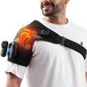 Cordless Shoulder Heating Pad with Magnetic Detachable Remote Control - Heated Massager Shoulder Wrap with 5 Vibration Modes & 5 Heating Levels, Gift for Men & Women, Black