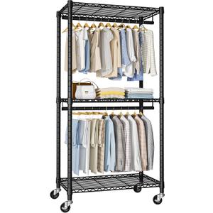 FUTASSI Heavy-Duty Portable Closet, 30"W x 14"D x 76"H, Black, Carbon Steel