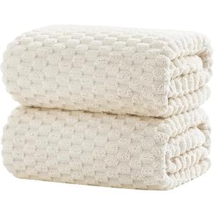 Extra Large Bath Towel Sheet-40x80 Inches Oversized,Super Soft,Quick Dry,Microfiber Shower Towels Highly Absorbent,Plush Bathroom Towels for Adults, Premium Quality (Cream, 2PCS)