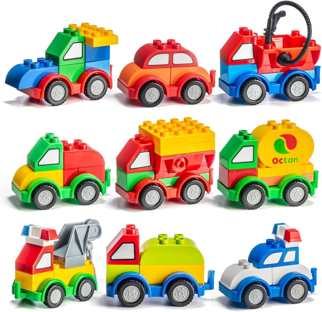 PREXTEX Building Toys for Toddlers - 60-Piece Building Blocks for Toddlers to Build Cars and Trucks - Easy-Grip, Child-Safe Design for 3 up - Creative STEM Learning and Fine Motor Skill Development