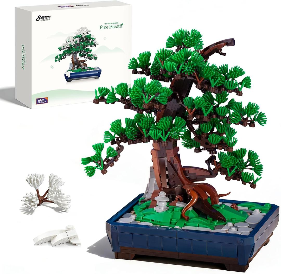 Wise Block Bonsai Tree Building Set Toy for Adults, 2-in-1 Two Seasons Botanicals Building Blocks Sets 950 Pcs DIY Serene Pine Decor Room Decoration Birthday Toys for Kids and Adults