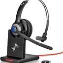 Bluetooth Wireless Headset with Mic for Work, Bluetooth 5.2, Advanced Noise-Cancelling Microphone, Calls Clear - Comfortable Over-Ear Headphones for PC, Laptop, iPhone, Android, Zoom, Office (Black)