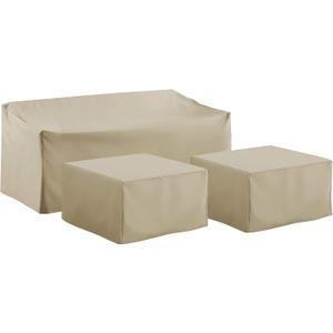 Crosley Furniture Patio Furniture Covers, Waterproof 3-Piece Cover Set for Outdoor Sectional Sofa Sets, Tan