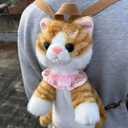 Stuffed Cat Plush Backpack, Yellow | Lifelike, Handmade, Cute Realistic Cat Shaped, Stuffed Animals Design