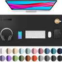 Aothia Leather Desk Pad Protector, Mouse Pad, Office Desk Mat, Non-Slip PU Leather Desk Blotter, Laptop Desk Pad, Waterproof Desk Writing Pad for Office and Home (Black,36" x 17")