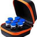 Insulin Peptide Vial Case for Fridge, with Logo and Hand Strap, Fits 5-10ml Vial, Not Fit Tall 10ml Vial, Orange Zipper and Black, 7 Vials Holder