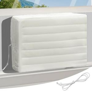 Air Conditioner Covers for Inside, Insulated Airconditionercover for Winter, Window AC Cover with Drawstring Double Insulation, Wall airconditioner Winter cover, White, S(17"x13"x3.5")