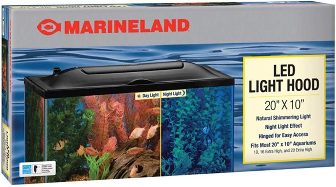 MarineLand LED Aquarium Hood 20 in x 10 in, Hinged Fish Tank Cover