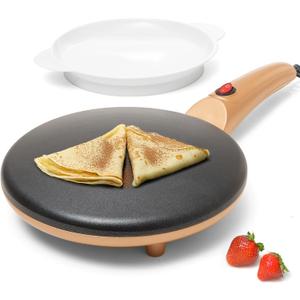 Moss & Stone Gold Electric Crepe Maker 8 Inch, Portable Crepe Maker & Hot Plate Cooktop On/Off Switch, Nonstick Coating, Automatic Temperature Control, Easy To Use For Pancakes, Blintz