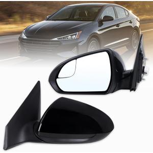 Left Driver Side Mirror Compatible With 2017 2018 2019 2020 Hyundai Elantra With Manual Folding Power Glass Black Replace#87610F3050(3Pins)
