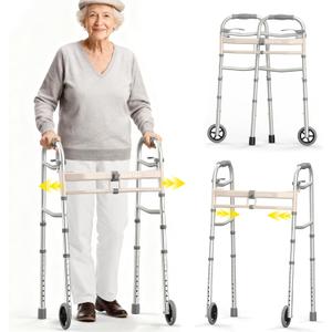 Folding Narrow Walkers for Seniors, Width Height Adjustable Walker, Lightweight Standard Walker for Seniors, Narrow Walkers for Elderly, Disabled, Bariatric, 350 lbs, Limited Edition