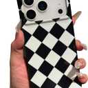 Checkered Magnetic Case for iPhone 17 Pro [Compatible with Magsafe] - Rectangular Harlequin Diamond Checker - Bold Protective Plaid Grid Phone Cover, Black White