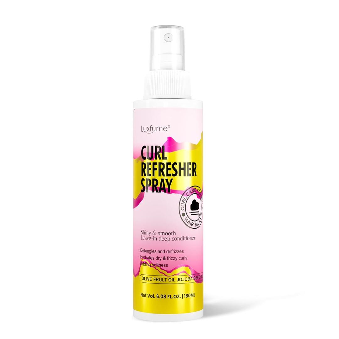 Curl Refresher Spray with Olive Fruit Oil and Jojoba Seed Oil for Hydration | Frizz Control for Soft, Shiny Curls, 180ml