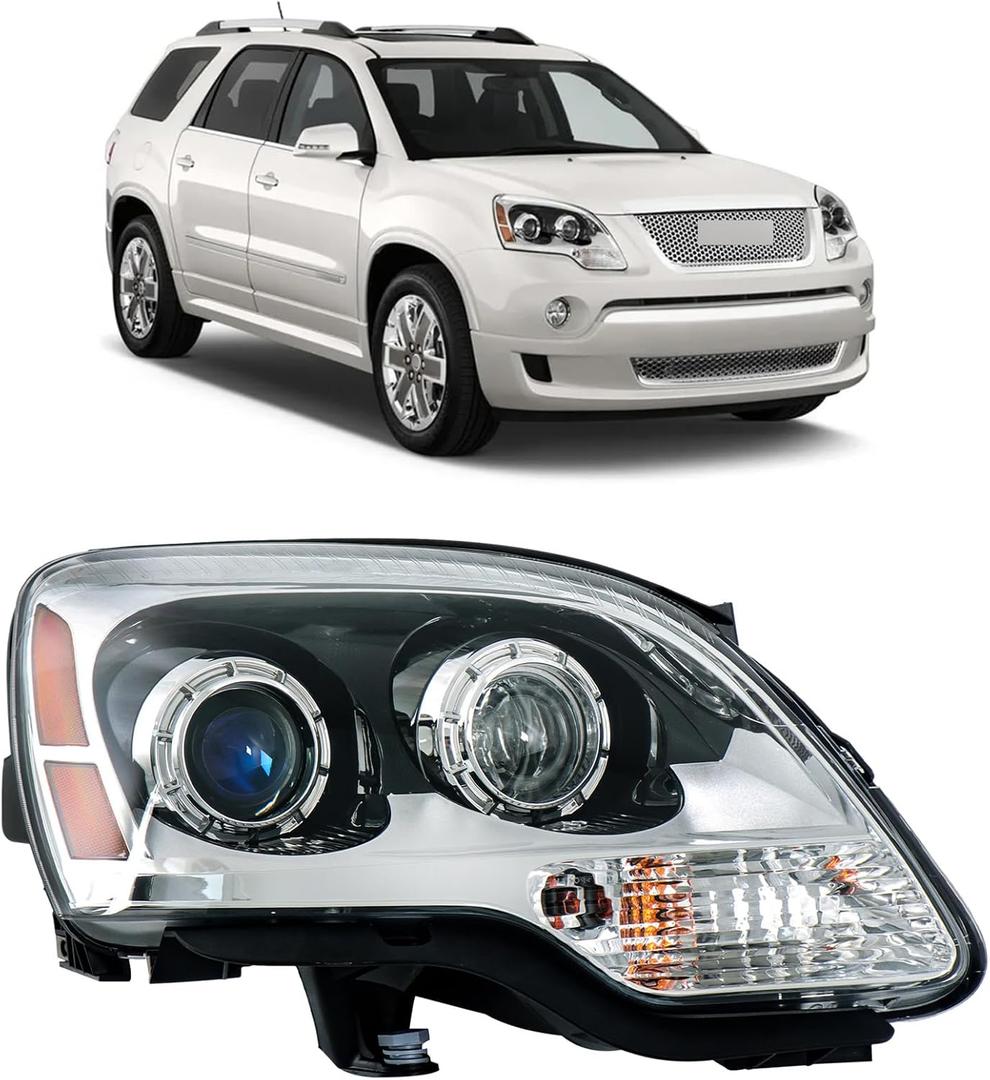 labwork 1PC Headlight Assembly Chrome Housing Replacement for Acadia 2007-2012 HID without Ballast Passenger Side RH GM2503323