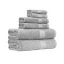 Amazon Basics Oversized Fade resistant Towel set, 100% Cotton towels for bathroom, soft and absorbent,  Bath Towels, Hand Towels and Washcloths bathroom towel set, Gray
