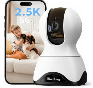 VIMTAG Indoor Pet Camera, 2.5K Dog Camera with Phone App, 360° Pan/Tilt Cameras for Home Security Cat Baby, Night Vision, Motion Tracking & AI Detection, 2-Way Audio, 5G/2.4G WiFi, SD/Cloud Storage