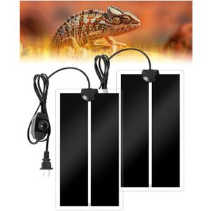 GlowUp 7W Reptile Vivarium Heat Mats, Pets Heating Pad with Temperature Adjustment, Amphibian Tank Warmer for Reptiles, Turtles, Snakes, Lizard, Gecko, Removable Under Tank Reptile Heating Mat, (2X)