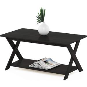 FURINNO Modern Simplistic Coffee Table, Espresso (35.4 Inch, Cross Leg)