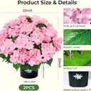 Auihiay 2 Potted Pink Hydrangea Artificial Flowers, Faux Hydrangea Outdoor