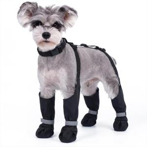 Dog Suspender Boots, Anti-Slip & Fall Waterproof Dog Shoes Leggings, Dog Paw Protector for Small Medium Dogs, Adjustable Dog Boots Pet Shoes for Outdoor Walking,  L, Black