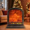 Fireplace Lanterns Decorative,Small Flame Effect Lamp,LED Fake Fire Place,USB Powered Electric Fireplaces Light,Indoor Outdoor Home Decor Christmas Ornament