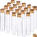 BENECREAT 20 Pack 30ml (1oz) Glass Tubes with Cork Stoppers, Small Clear Empty Bottles for Essential Oils, Perfume, Science Experiments & Decorative Storage