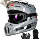 ILM Youth Dirt Bike Helmets Kids ATV Helmet Motorcross BMX Off Road Motorbike with Goggles Gloves Mask DOT Model MT601Y (Angry Face, Youth-Medium)