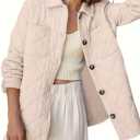 Danedvi Womens Casual Lapel Collared Lightweight Quilted Jackets Fall Winter Warm Loose Puffer Outerwear M